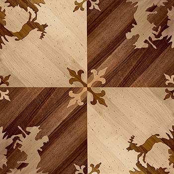 Caccia modular geometric wood floor. Heritage Panels.